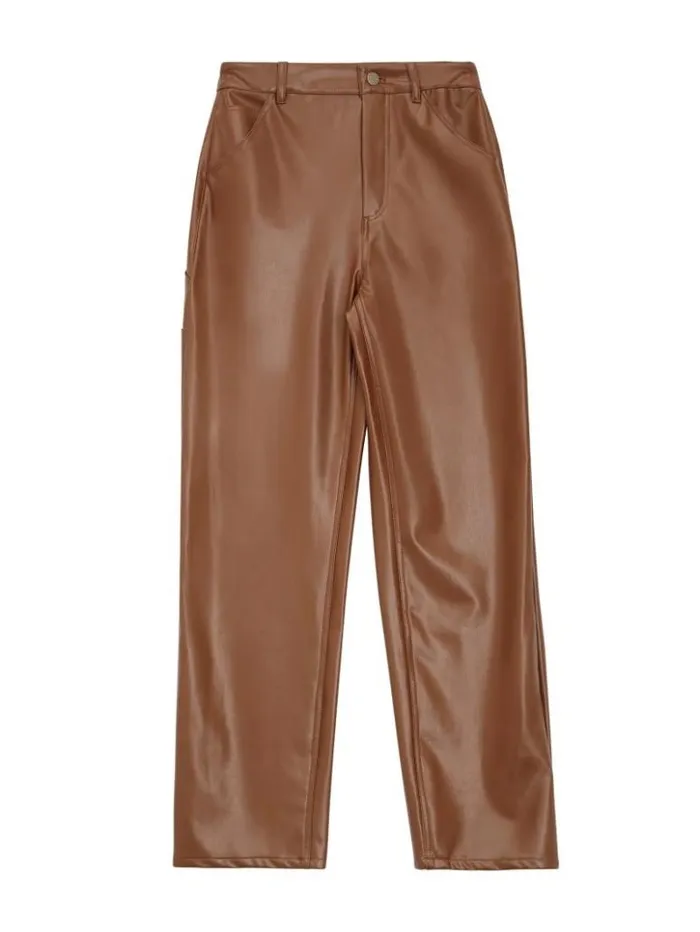 Women GUESS Jeans and Denim GUESS Originals FauxLeather Carpenter Pants Brown Sand Multi Women GUESS Jeans and Denim GUESS Originals FauxLeather Carpenter Pants Brown Sand Multi