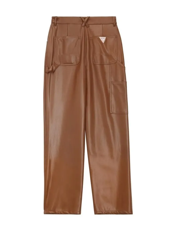 Women GUESS Jeans and Denim GUESS Originals FauxLeather Carpenter Pants Brown Sand Multi Women GUESS Jeans and Denim GUESS Originals FauxLeather Carpenter Pants Brown Sand Multi