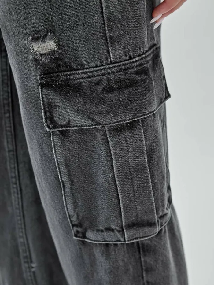 Women GUESS Jeans and Denim GUESS Originals Kit Cargo Distressed Jeans Go Washed Grey Women GUESS Jeans and Denim GUESS Originals Kit Cargo Distressed Jeans Go Washed Grey