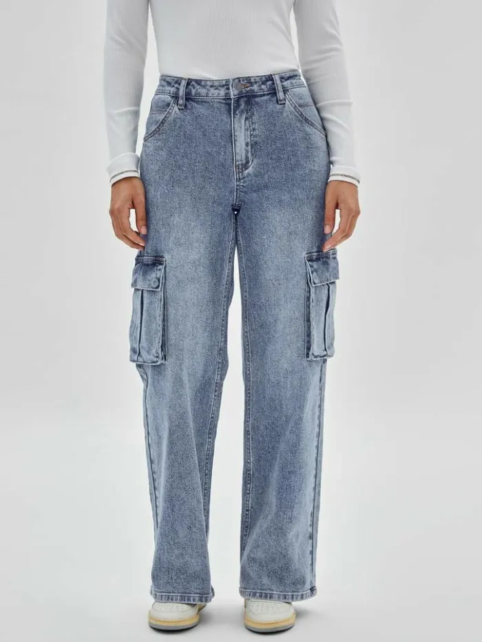 Women GUESS Jeans and Denim GUESS Originals Kit Cargo Jeans Go Donna Medium Wash Women GUESS Jeans and Denim GUESS Originals Kit Cargo Jeans Go Donna Medium Wash