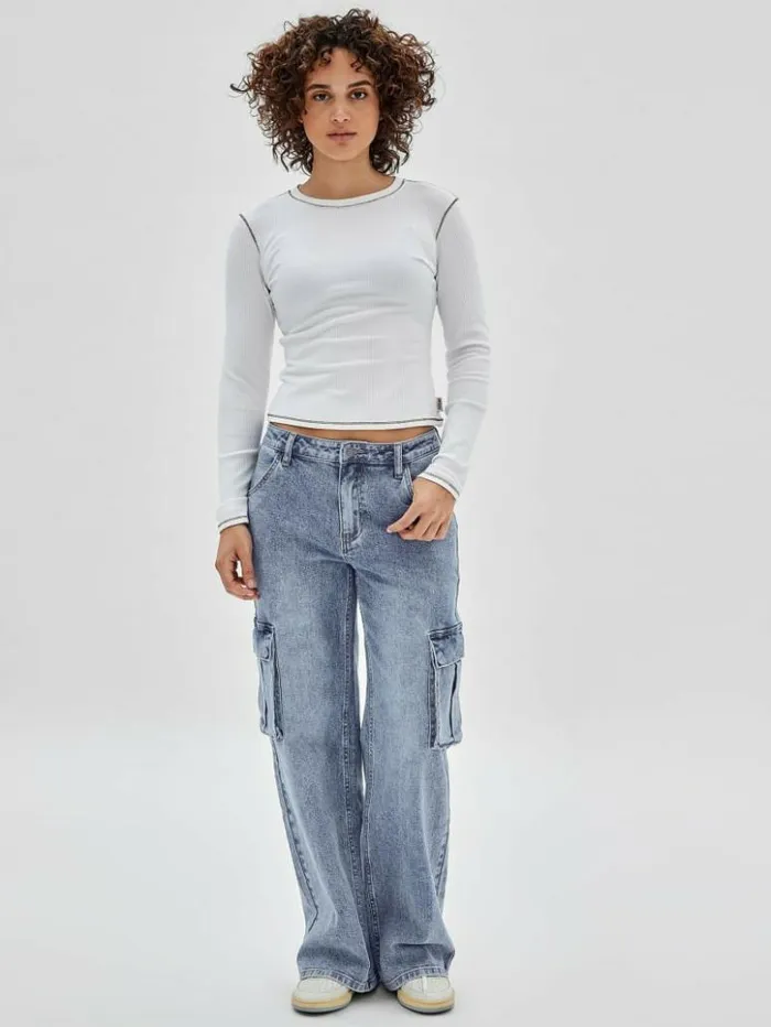 Women GUESS Jeans and Denim GUESS Originals Kit Cargo Jeans Go Donna Medium Wash Women GUESS Jeans and Denim GUESS Originals Kit Cargo Jeans Go Donna Medium Wash