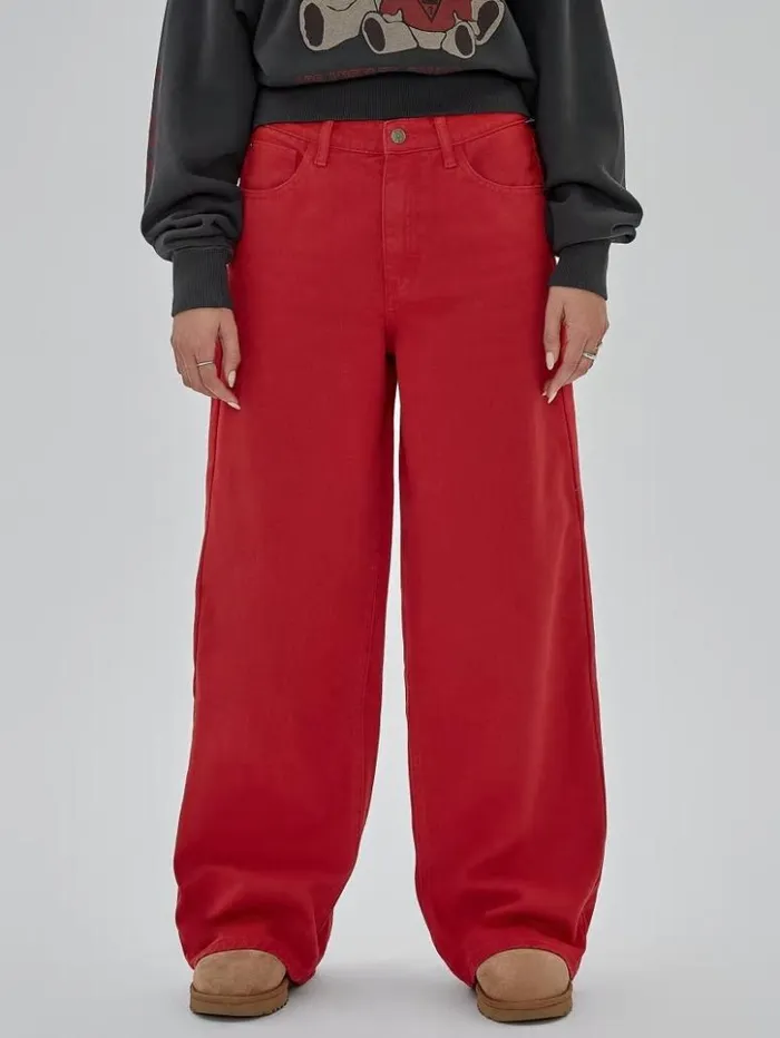 Women GUESS Jeans and Denim GUESS Originals Kit Wide Leg Carpenter Jeans Go Chili Red Wash Women GUESS Jeans and Denim GUESS Originals Kit Wide Leg Carpenter Jeans Go Chili Red Wash