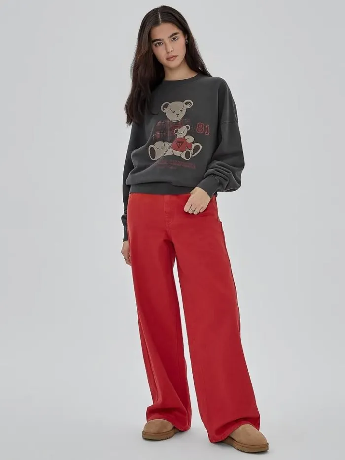 Women GUESS Jeans and Denim GUESS Originals Kit Wide Leg Carpenter Jeans Go Chili Red Wash Women GUESS Jeans and Denim GUESS Originals Kit Wide Leg Carpenter Jeans Go Chili Red Wash