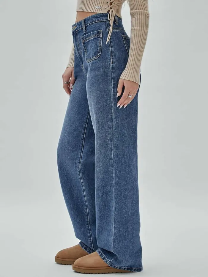 Women GUESS Jeans and Denim GUESS Originals Patch Pocket Wide Leg Jeans Go Astrid Medium Wash Women GUESS Jeans and Denim GUESS Originals Patch Pocket Wide Leg Jeans Go Astrid Medium Wash