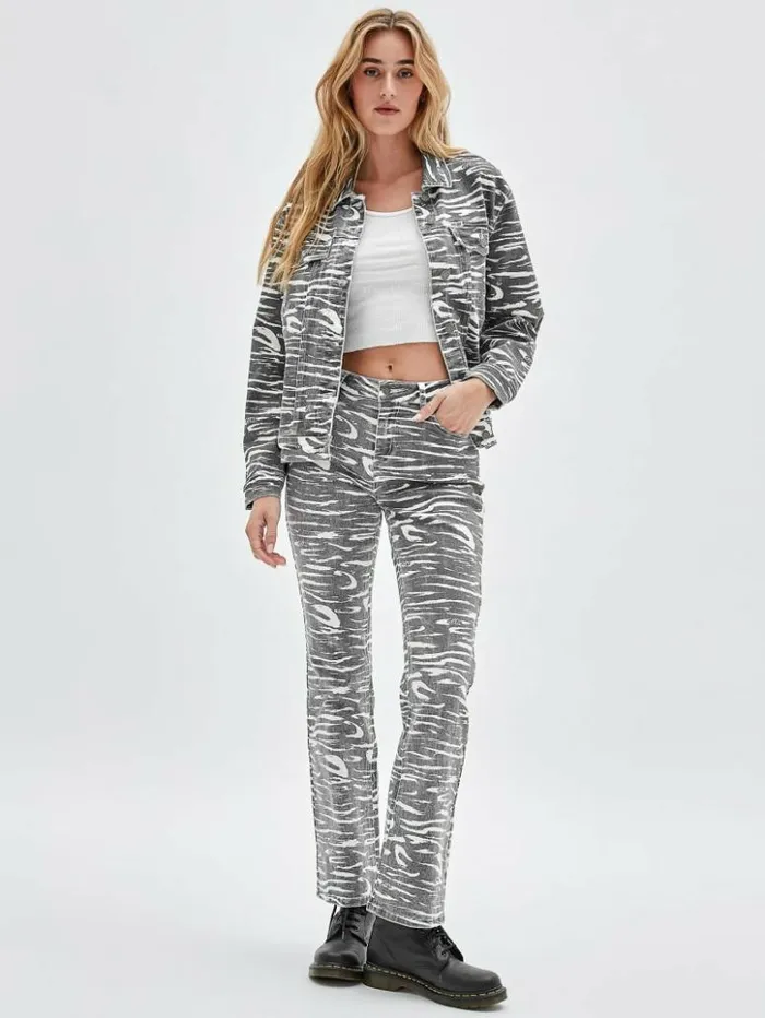 Women GUESS Jeans and Denim GUESS Originals Zebra Bootcut Jeans Jet Black Multi Women GUESS Jeans and Denim GUESS Originals Zebra Bootcut Jeans Jet Black Multi