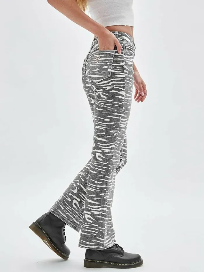 Women GUESS Jeans and Denim GUESS Originals Zebra Bootcut Jeans Jet Black Multi Women GUESS Jeans and Denim GUESS Originals Zebra Bootcut Jeans Jet Black Multi