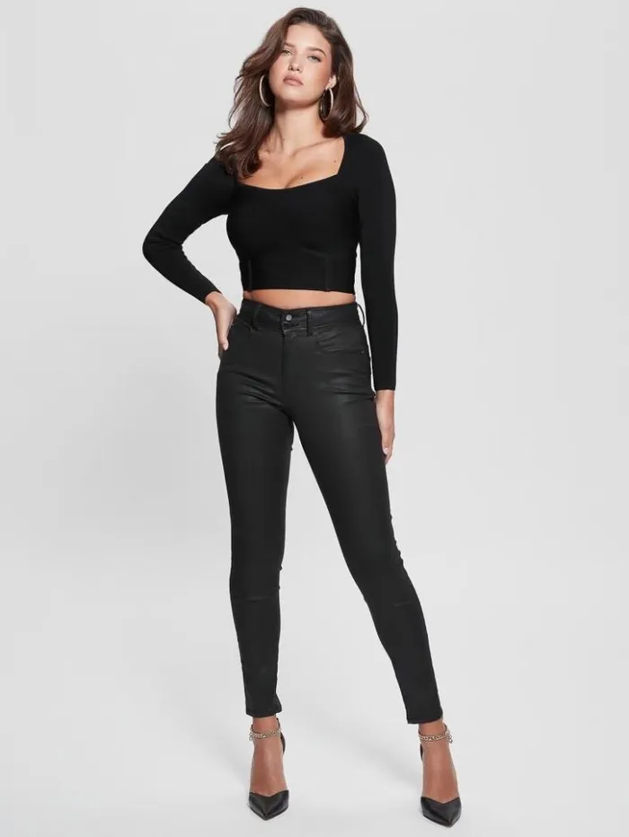 Women GUESS Jeans and Denim HighRise Shape Up Jeans Coated Black