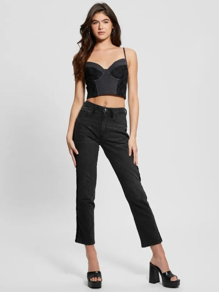 Women GUESS Jeans and Denim Lelly Denim Bustier Authentic Lace