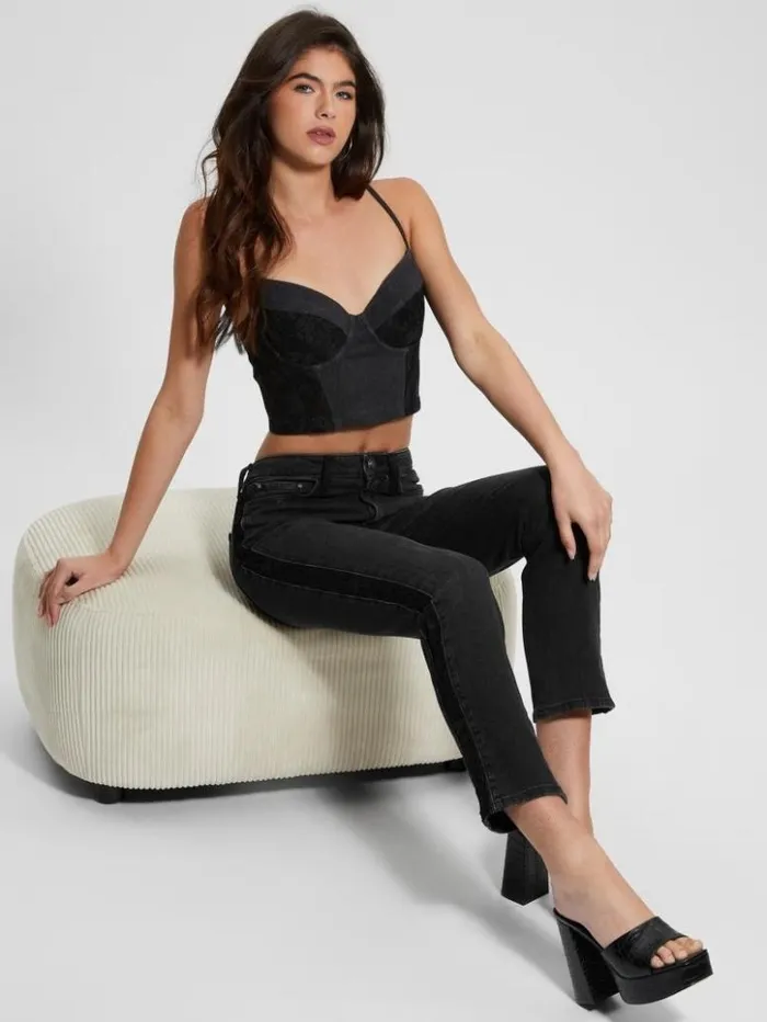 Women GUESS Jeans and Denim Lelly Denim Bustier Authentic Lace