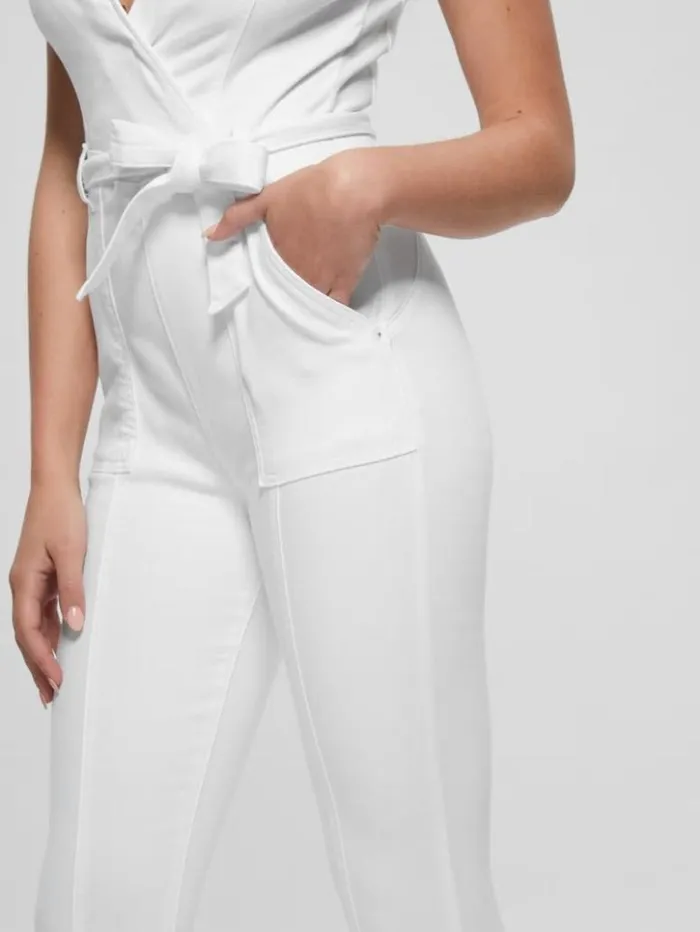 Women GUESS Jeans and Denim Leslie Denim Jumpsuit Pure White