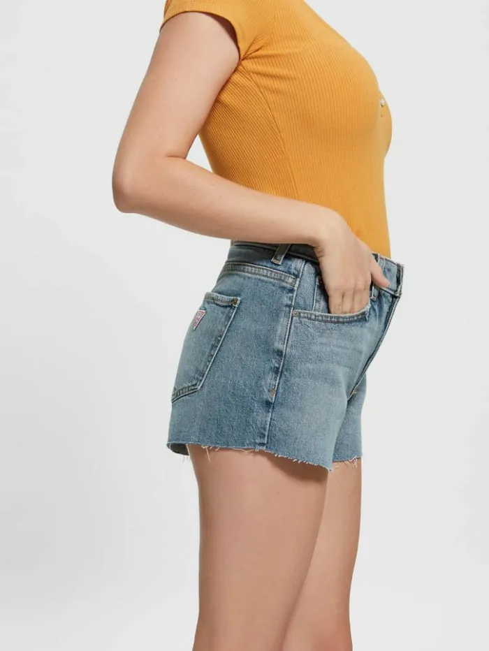 Women GUESS Jeans and Denim Mom Shorts Blue Tortoise