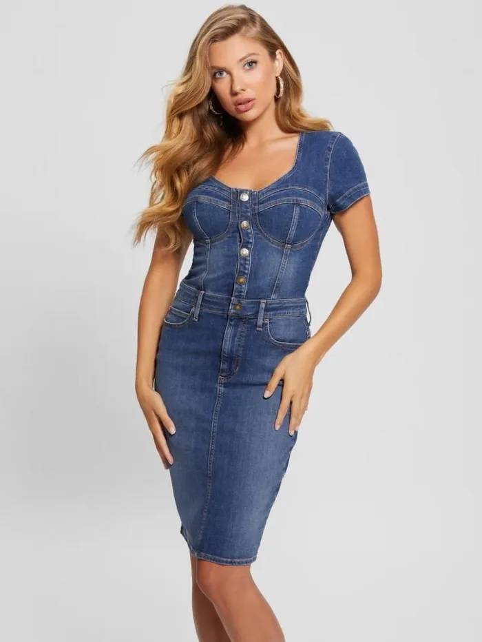 Women GUESS Jeans and Denim Naomy Denim Dress Blue Spirit