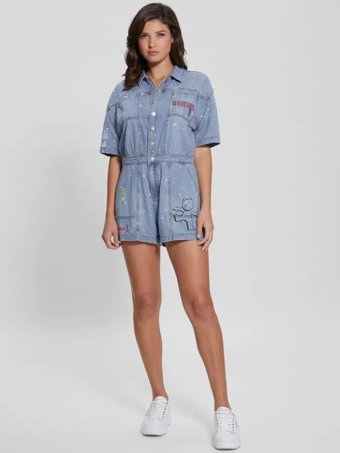 Women GUESS Jeans and Denim Silvia Denim Graphic Romper Lana Light
