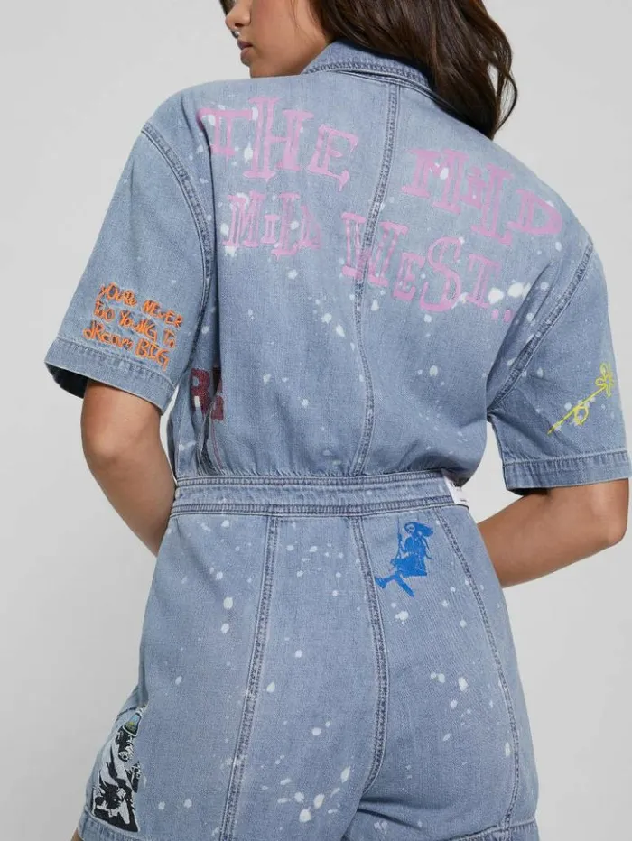 Women GUESS Jeans and Denim Silvia Denim Graphic Romper Lana Light