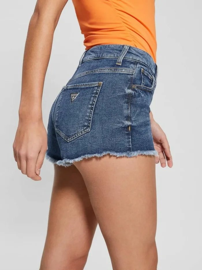 Women GUESS Jeans and Denim VintageInspired Denim Mom Shorts Blue Fog Wash