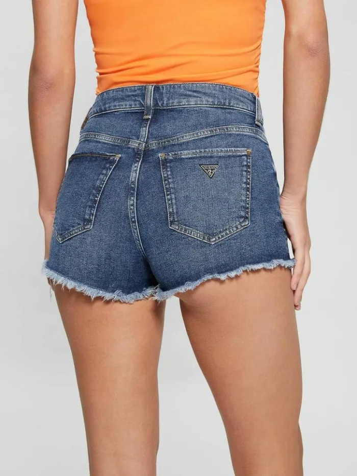 Women GUESS Jeans and Denim VintageInspired Denim Mom Shorts Blue Fog Wash
