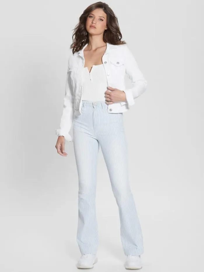 Women GUESS Jeans and Denim White Denim Sexy Trucker Jacket Optic White