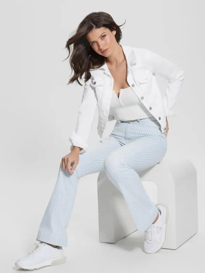 Women GUESS Jeans and Denim White Denim Sexy Trucker Jacket Optic White