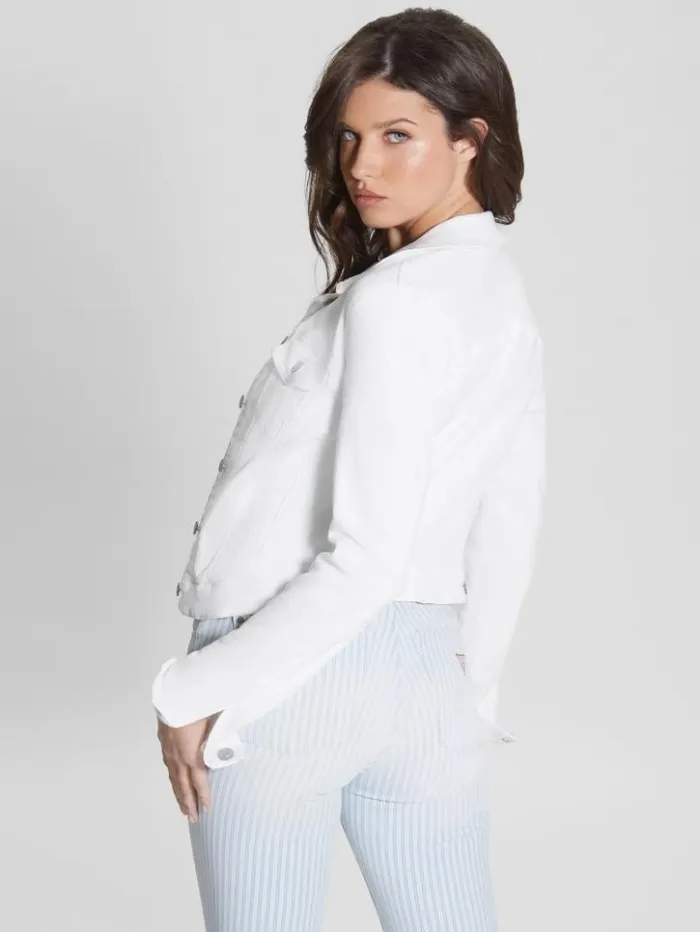 Women GUESS Jeans and Denim White Denim Sexy Trucker Jacket Optic White