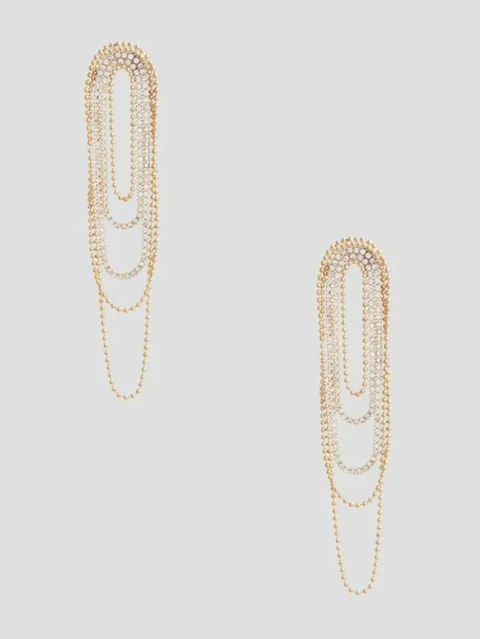 Women GUESS Jewelry GoldTone Rhinestone Statement Drop Earrings Gold