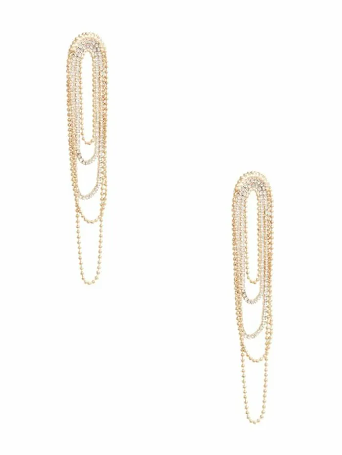 Women GUESS Jewelry GoldTone Rhinestone Statement Drop Earrings Gold