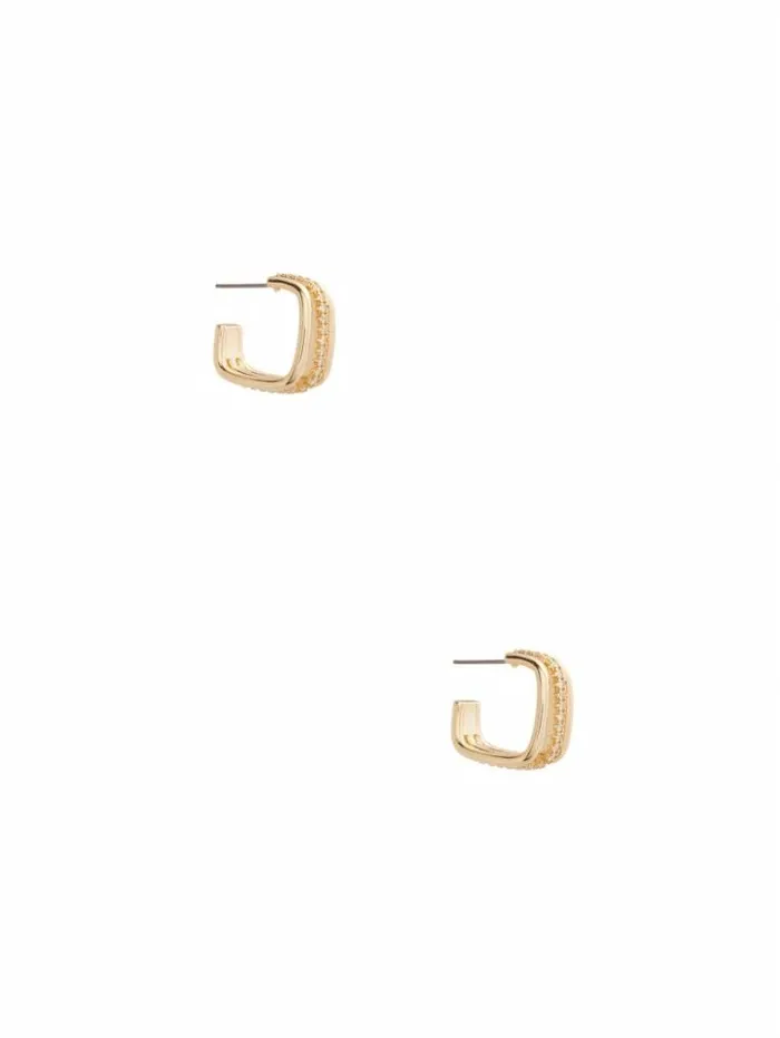 Women GUESS Jewelry GoldTone Square Earrings Gold