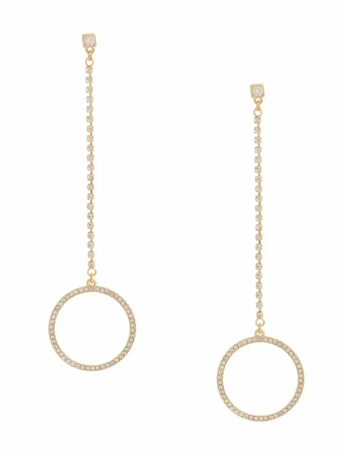Women GUESS Jewelry Rhinestone Pave Circle Linear Earrings Gold