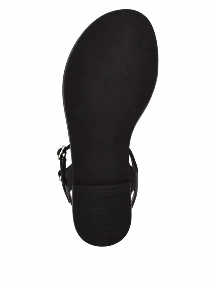 Women GUESS Sandals Brighti Chain TStrap Sandals Black1