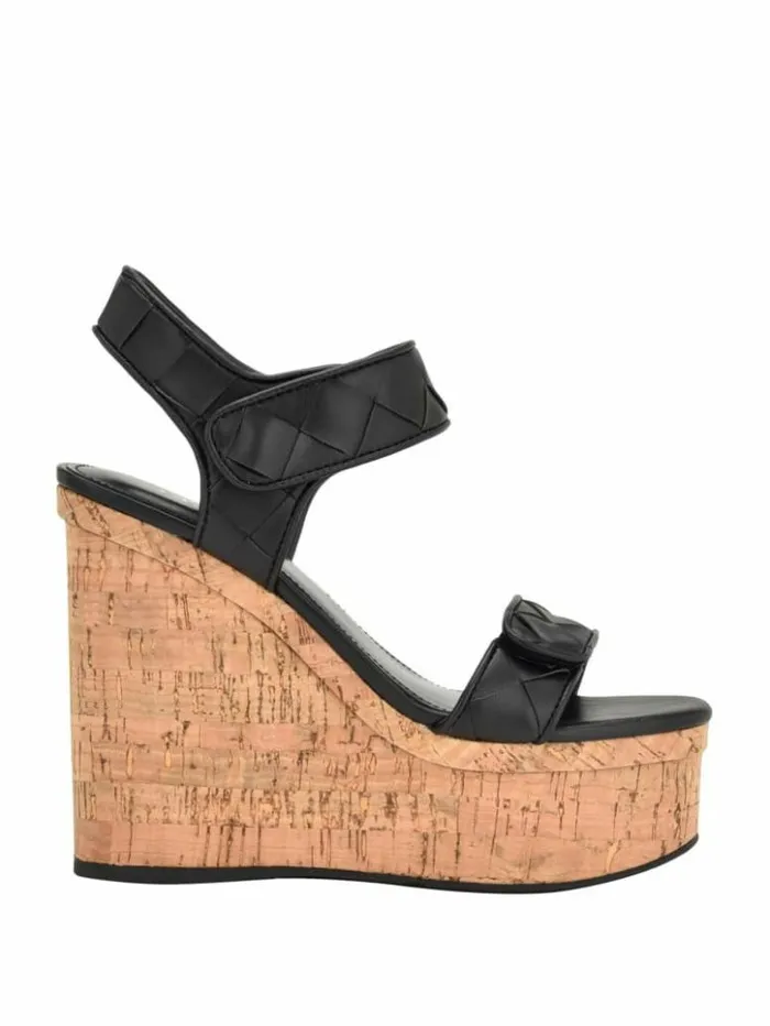Women GUESS Sandals Cataline Wedge Sandals Black 002
