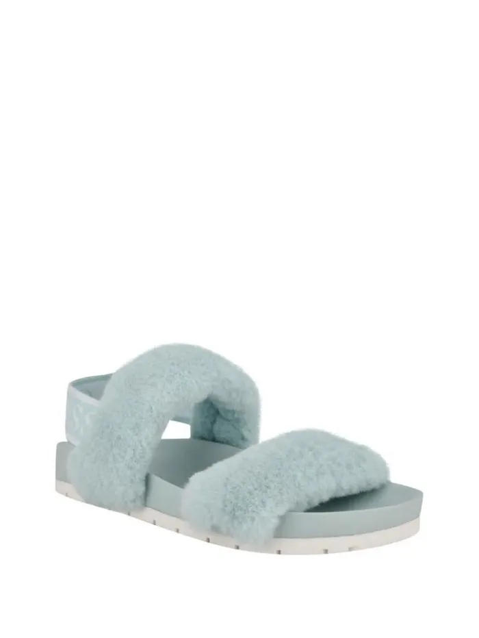 Women GUESS Sandals Fabin FauxFur Sandal Blue