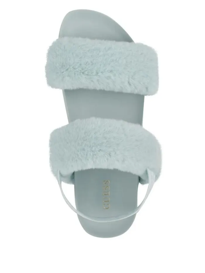 Women GUESS Sandals Fabin FauxFur Sandal Blue