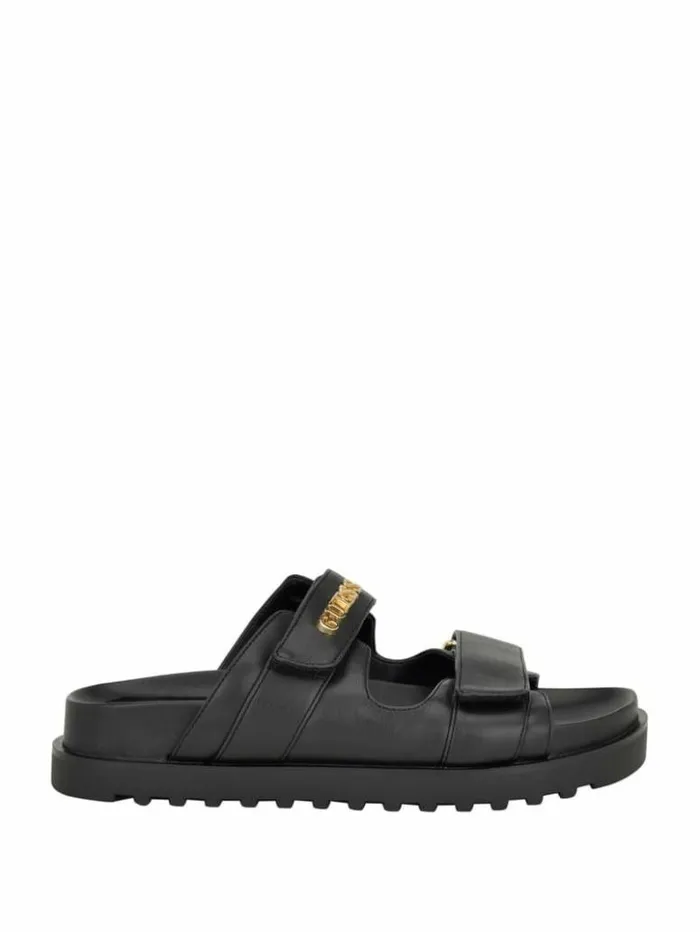 Women GUESS Sandals Fabulon TwoStrap Slides Black 001