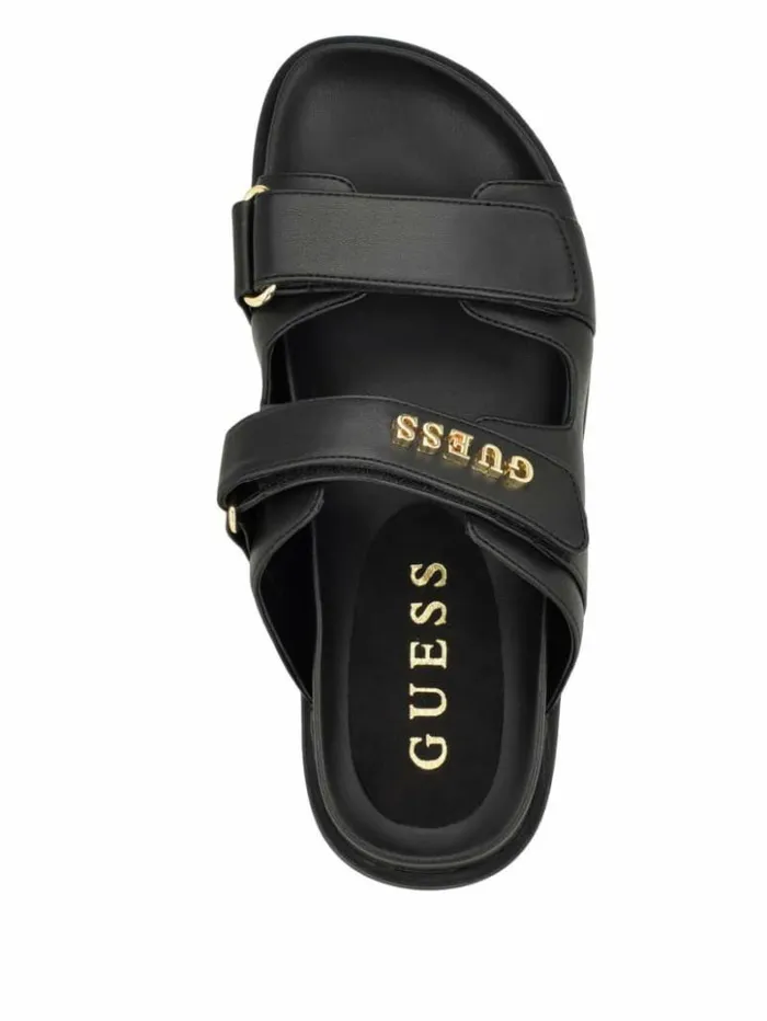 Women GUESS Sandals Fabulon TwoStrap Slides Black 001