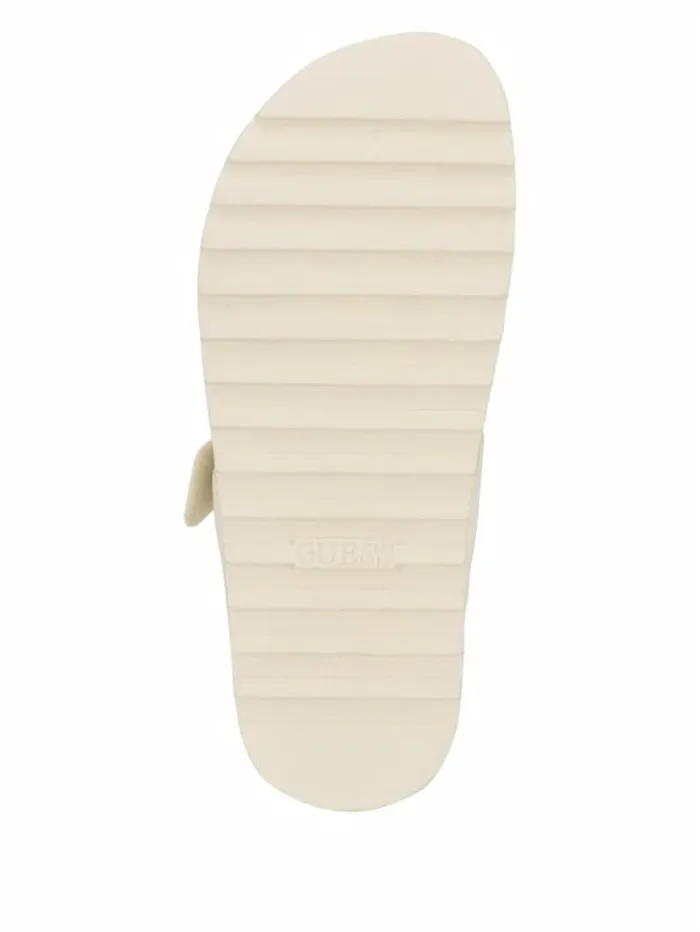 Women GUESS Sandals Fabulon TwoStrap Slides Ivory 150