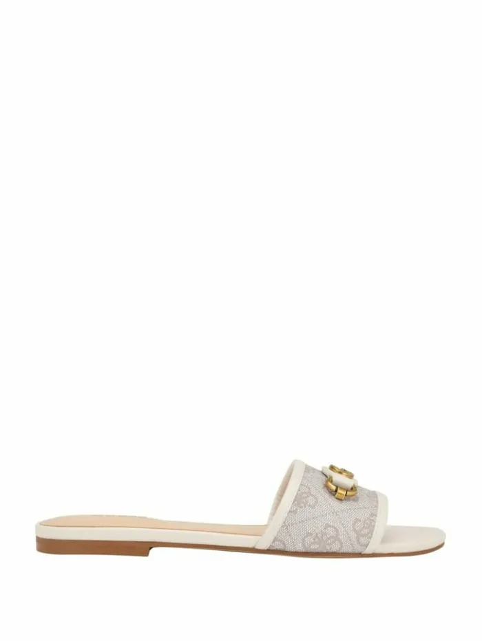 Women GUESS Sandals Hammi Logo Slide Sandals Ivory 150