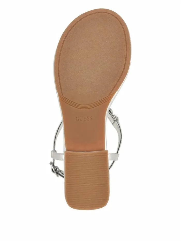 Women GUESS Sandals Jiarella TStrap Signature Sandal Silver 040