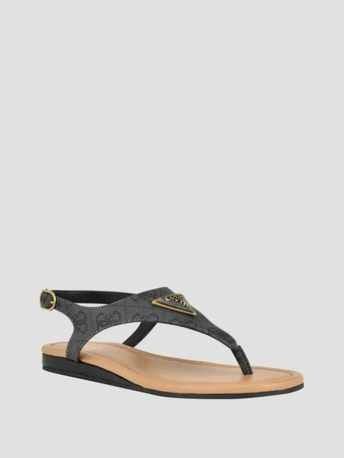 Women GUESS Sandals Unali Thong Sandals Black 001