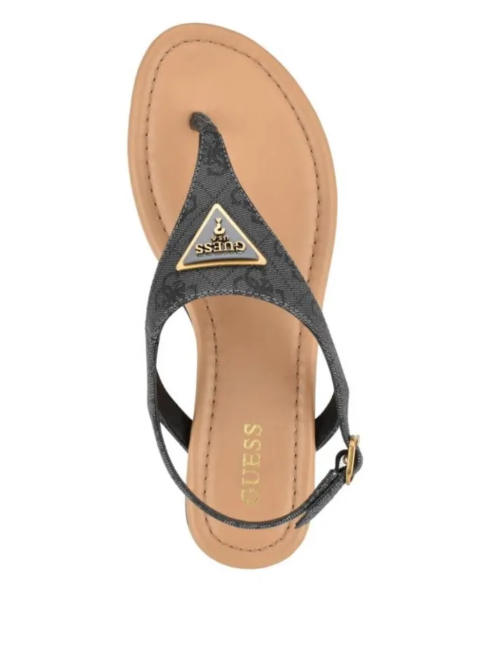 Women GUESS Sandals Unali Thong Sandals Black 001