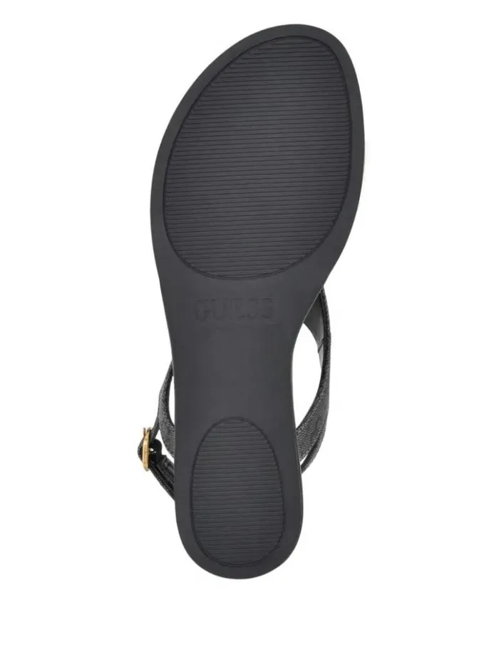 Women GUESS Sandals Unali Thong Sandals Black 001