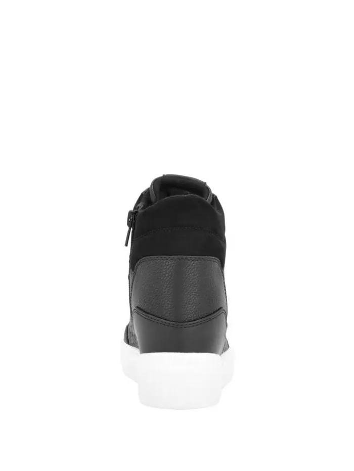 Women GUESS Sneakers Blairin Rhinestone Logo Wedge Sneakers Black Leather