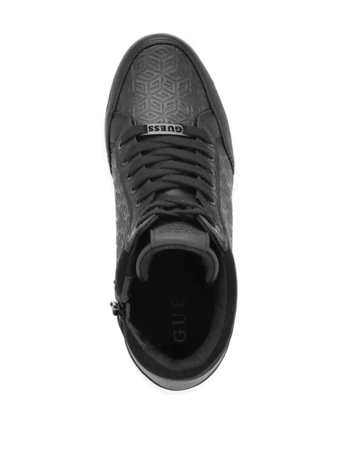 Women GUESS Sneakers Blairin Rhinestone Logo Wedge Sneakers Black Leather