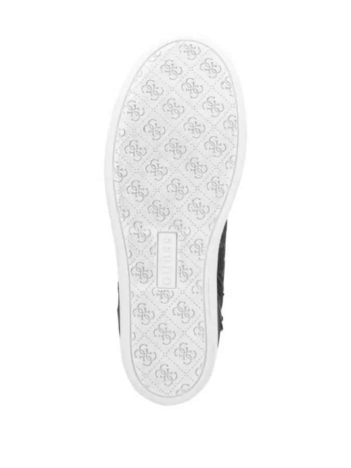 Women GUESS Sneakers Blairin Rhinestone Logo Wedge Sneakers Black Leather