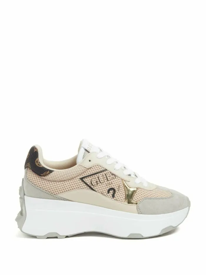 Women GUESS Sneakers Calebb Logo Print Sneakers Medium Natural Logo