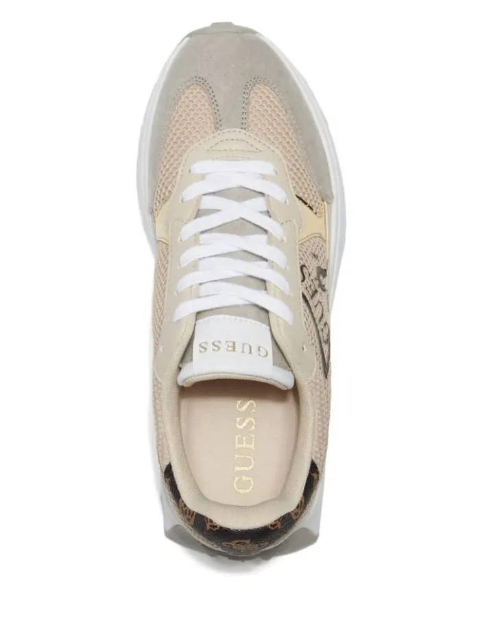 Women GUESS Sneakers Calebb Logo Print Sneakers Medium Natural Logo