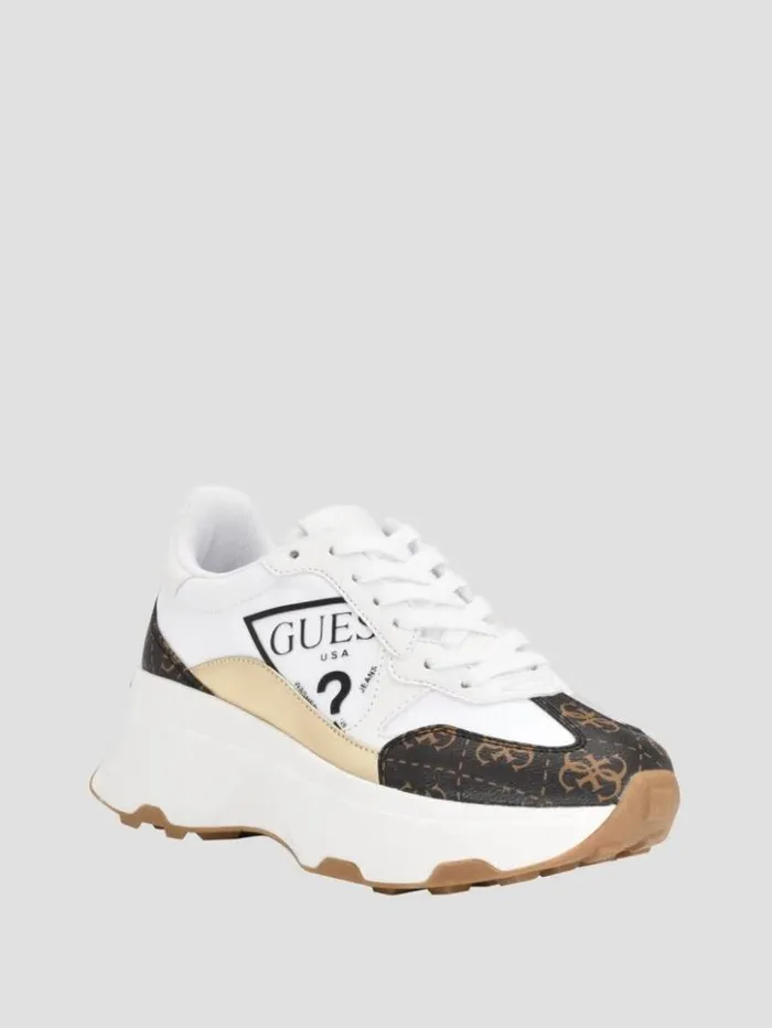 Women GUESS Sneakers Calebb Logo Print Sneakers White