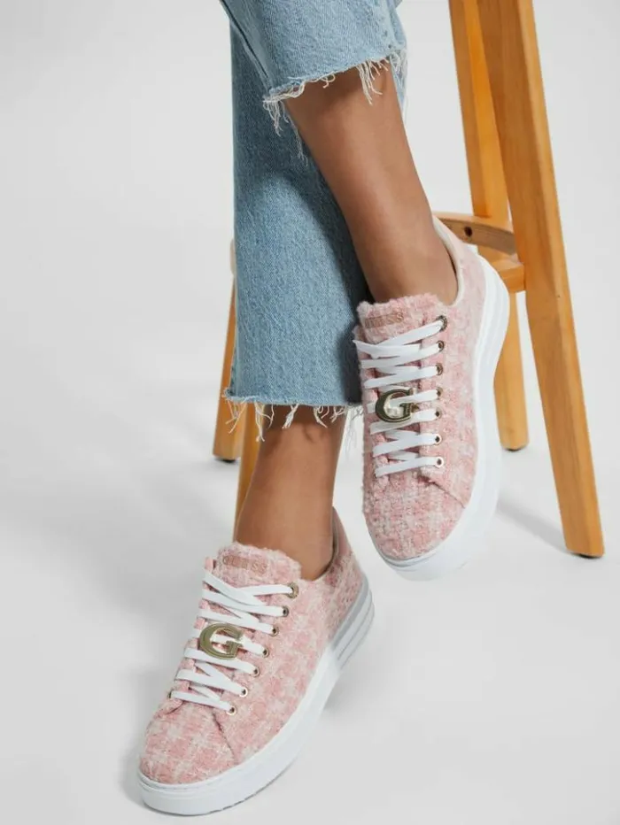 Women GUESS Sneakers Denesa LowTop Tweed Sneakers Medium Pink
