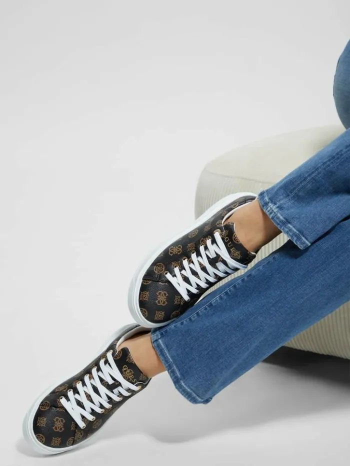 Women GUESS Sneakers Denesa Peony LowTop Sneakers Medium Brown