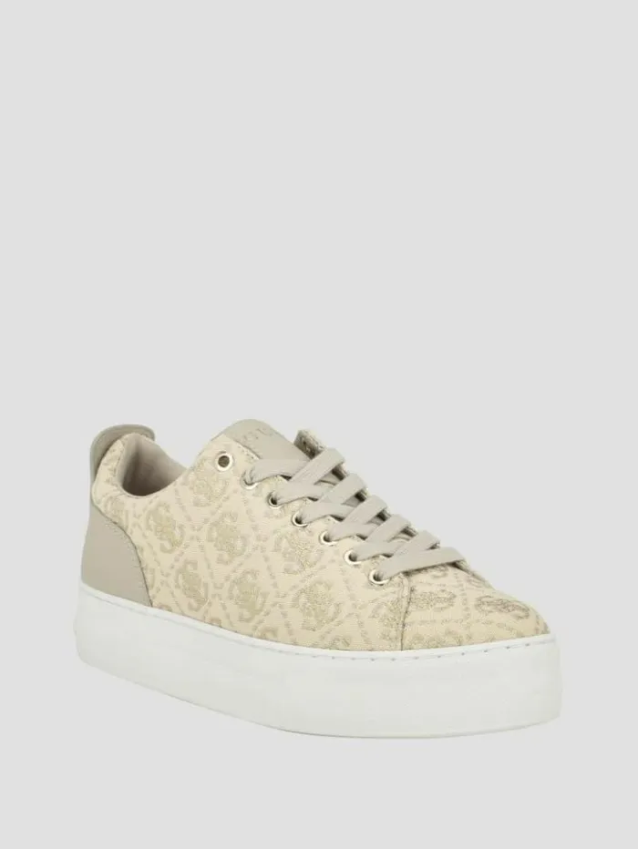 Women GUESS Sneakers Giaa Logo Print LowTop Sneakers Gold