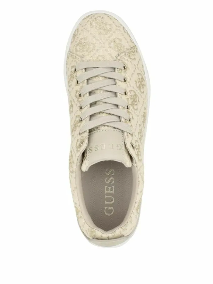 Women GUESS Sneakers Giaa Logo Print LowTop Sneakers Gold