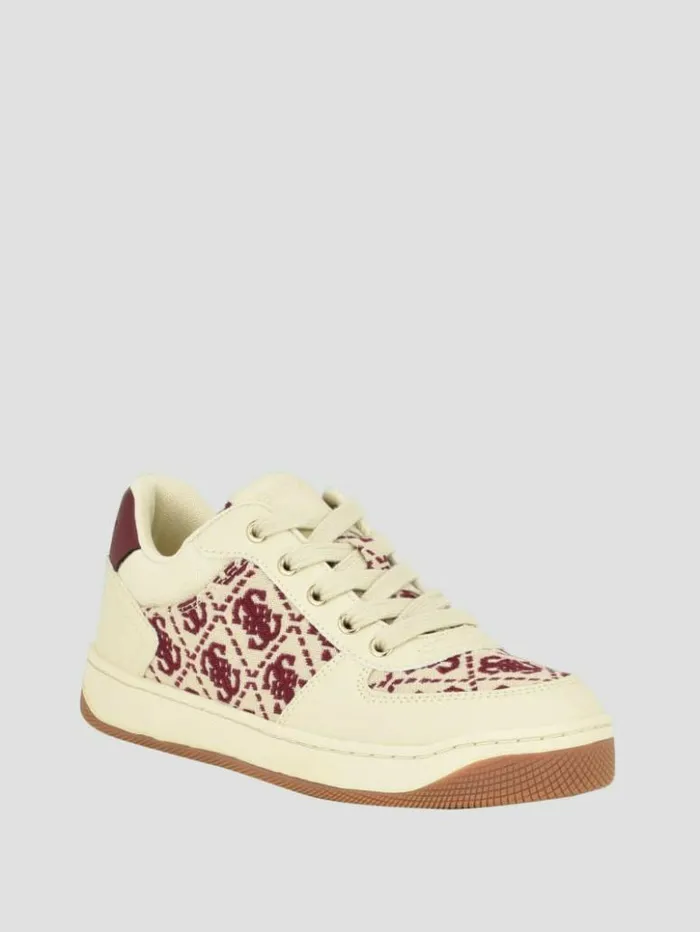 Women GUESS Sneakers Invited Jacquard Low Top Medium Natural 101